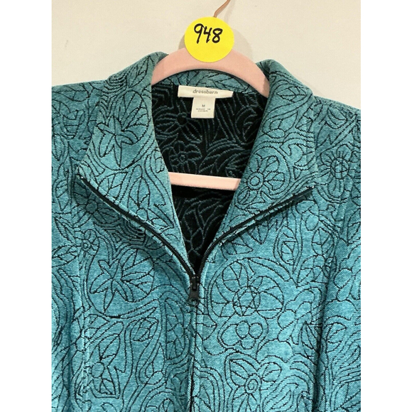 Woman’s Dress Barn Tapestry Blue Front Zip Size Medium Jacket - Picture 3 of 11